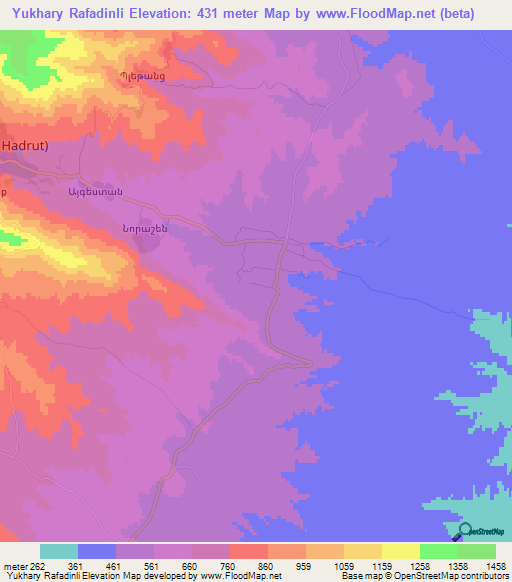 Yukhary Rafadinli,Azerbaijan Elevation Map