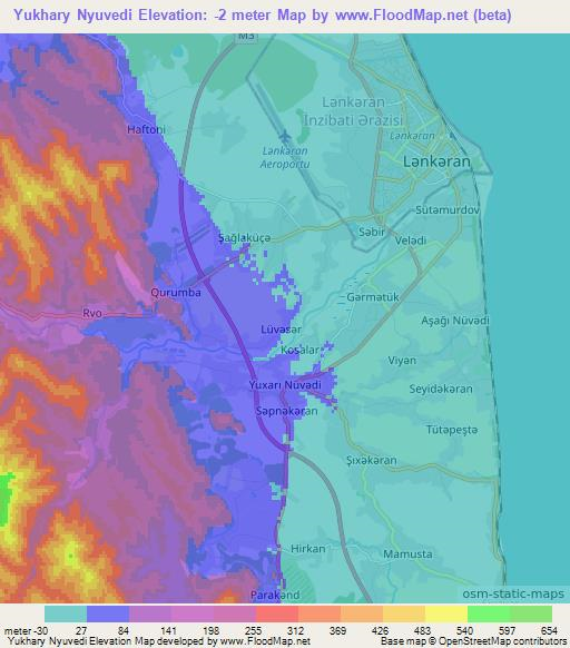 Yukhary Nyuvedi,Azerbaijan Elevation Map