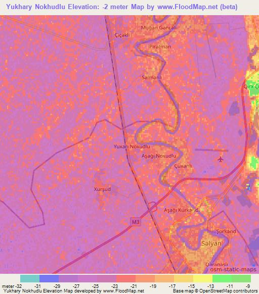 Yukhary Nokhudlu,Azerbaijan Elevation Map