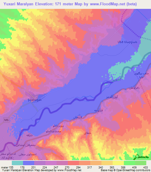 Yuxari Maralyan,Azerbaijan Elevation Map