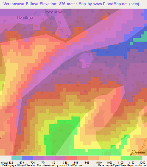 Verkhnyaya Bilinya,Azerbaijan Elevation Map