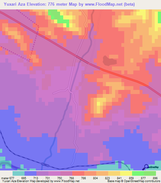 Yuxari Aza,Azerbaijan Elevation Map