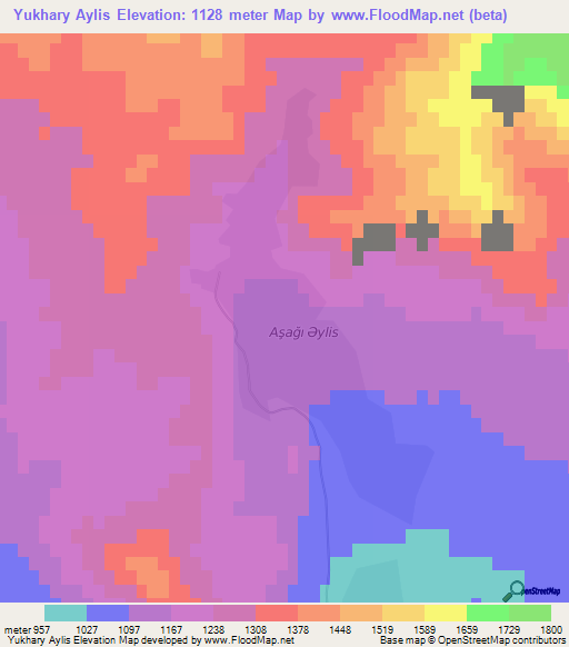 Yukhary Aylis,Azerbaijan Elevation Map