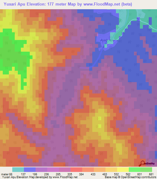 Yuxari Apu,Azerbaijan Elevation Map