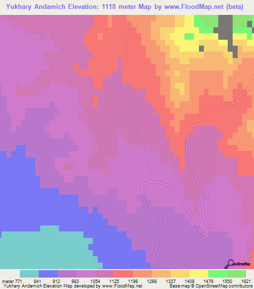 Yukhary Andamich,Azerbaijan Elevation Map