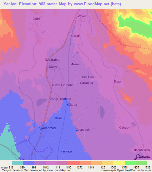 Yeniyol,Azerbaijan Elevation Map