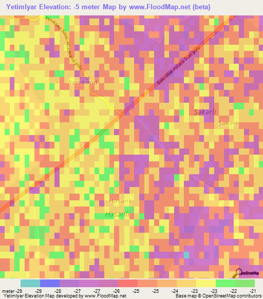 Yetimlyar,Azerbaijan Elevation Map