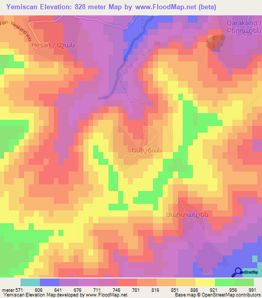 Yemiscan,Azerbaijan Elevation Map