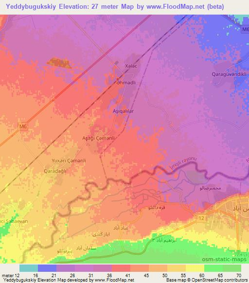 Yeddybugukskiy,Azerbaijan Elevation Map