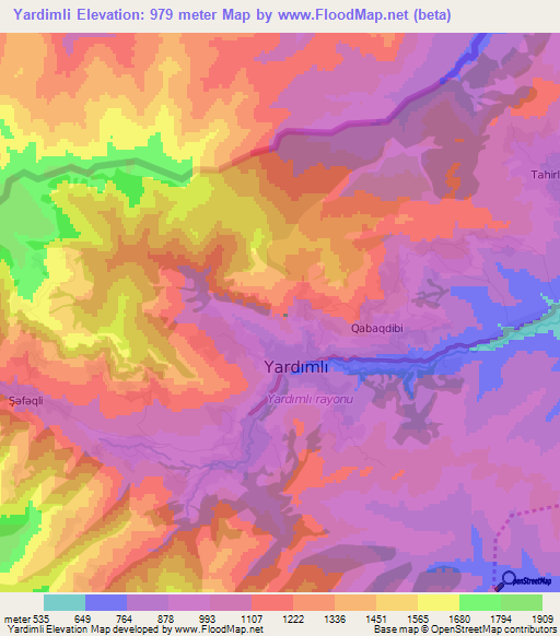 Yardimli,Azerbaijan Elevation Map