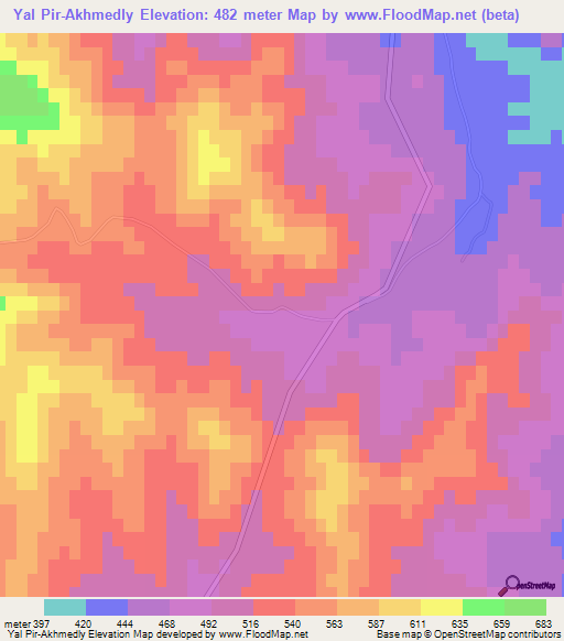 Yal Pir-Akhmedly,Azerbaijan Elevation Map