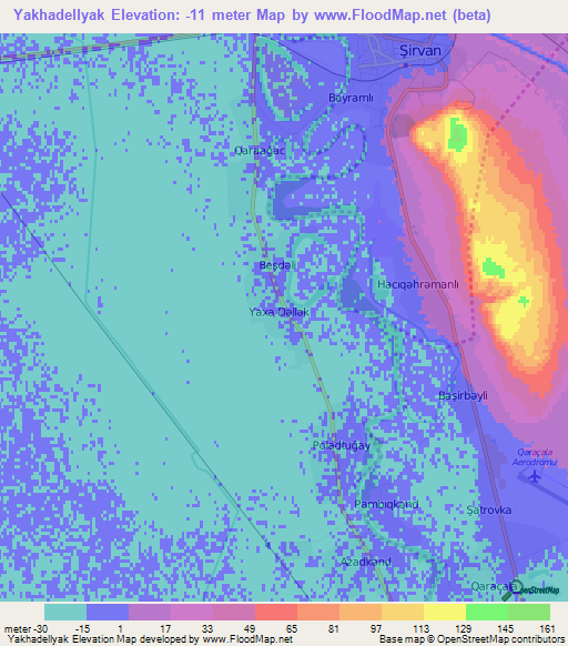 Yakhadellyak,Azerbaijan Elevation Map