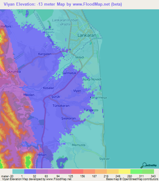 Viyan,Azerbaijan Elevation Map