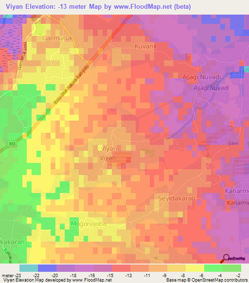 Viyan,Azerbaijan Elevation Map