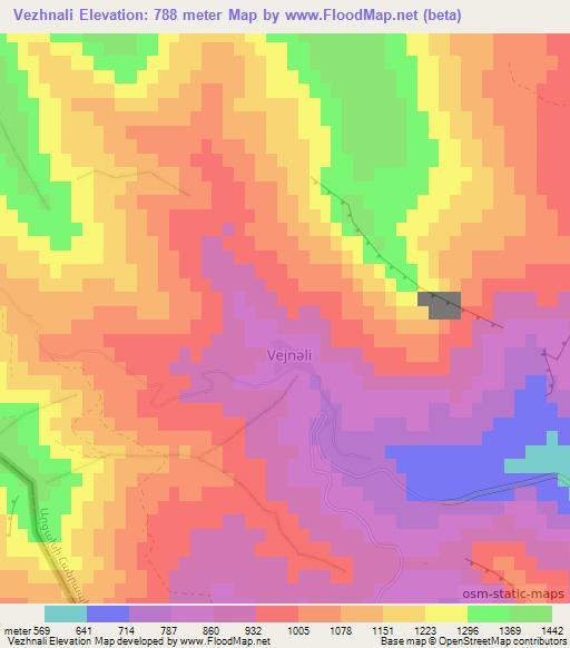 Vezhnali,Azerbaijan Elevation Map