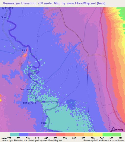 Vermaziyar,Azerbaijan Elevation Map
