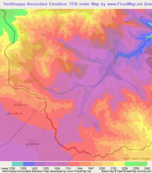 Verkhnyaya Amourdara,Azerbaijan Elevation Map
