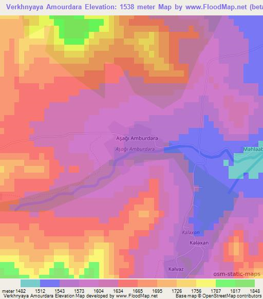 Verkhnyaya Amourdara,Azerbaijan Elevation Map