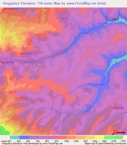 Vergyaduz,Azerbaijan Elevation Map