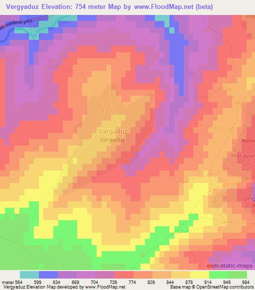 Vergyaduz,Azerbaijan Elevation Map