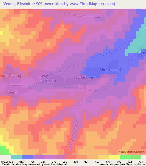 Venetli,Azerbaijan Elevation Map