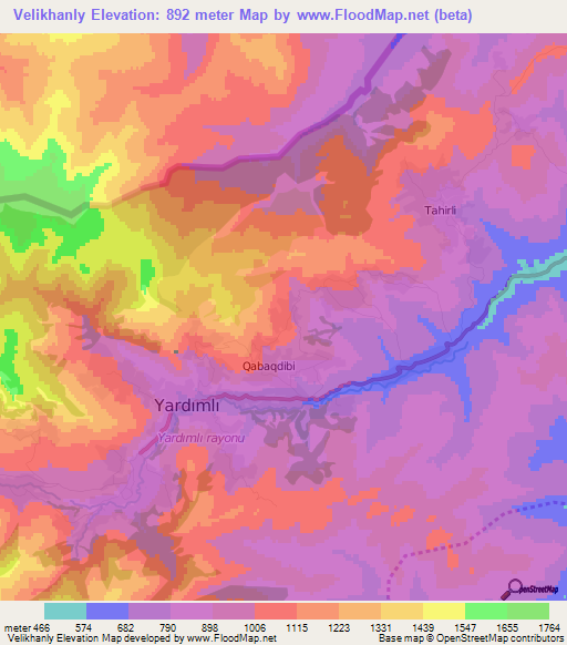 Velikhanly,Azerbaijan Elevation Map