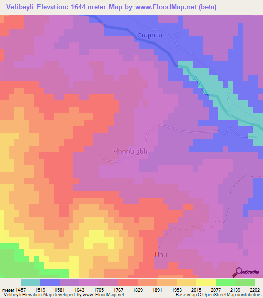 Velibeyli,Azerbaijan Elevation Map