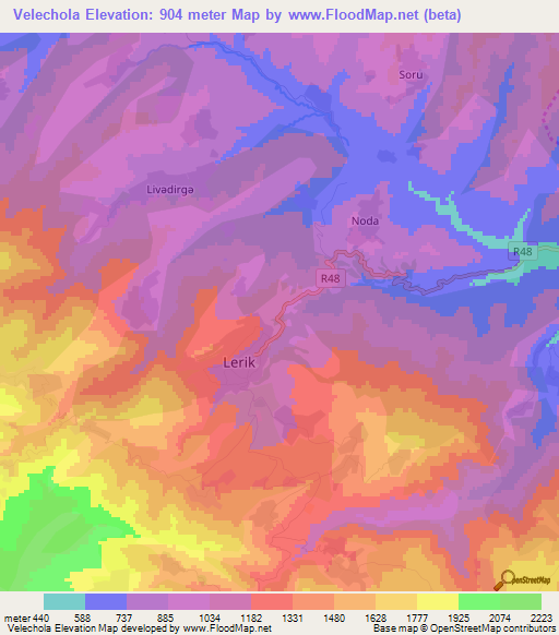 Velechola,Azerbaijan Elevation Map