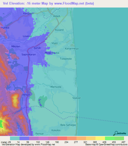 Vel,Azerbaijan Elevation Map