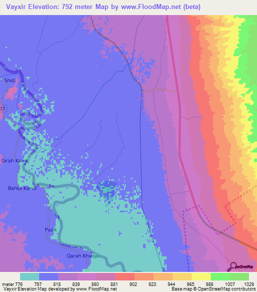 Vayxir,Azerbaijan Elevation Map