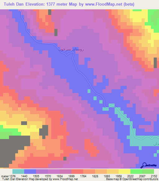 Tuleh Dan,Iran Elevation Map
