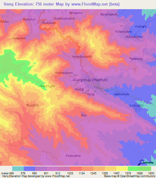 Vanq,Azerbaijan Elevation Map