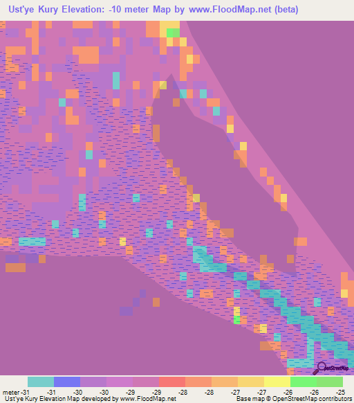 Ust'ye Kury,Azerbaijan Elevation Map