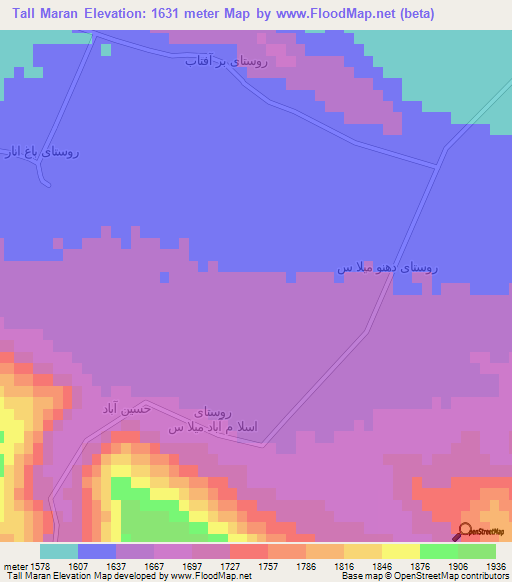 Tall Maran,Iran Elevation Map