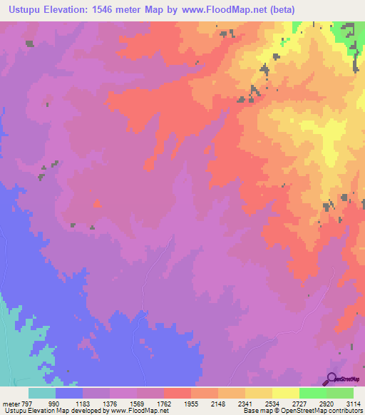 Ustupu,Azerbaijan Elevation Map