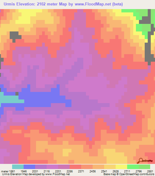 Urmis,Azerbaijan Elevation Map