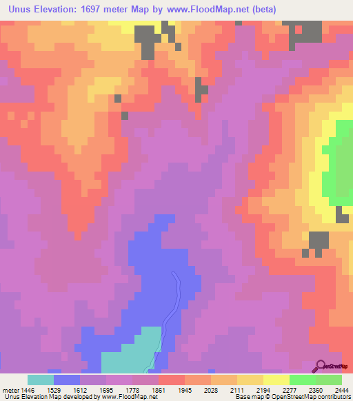 Unus,Azerbaijan Elevation Map