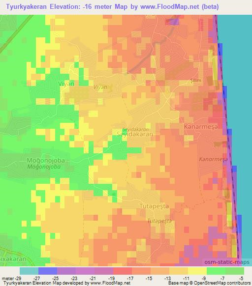 Tyurkyakeran,Azerbaijan Elevation Map