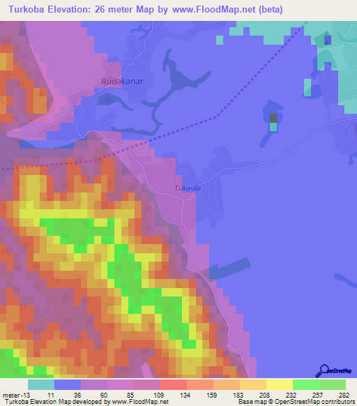 Turkoba,Azerbaijan Elevation Map
