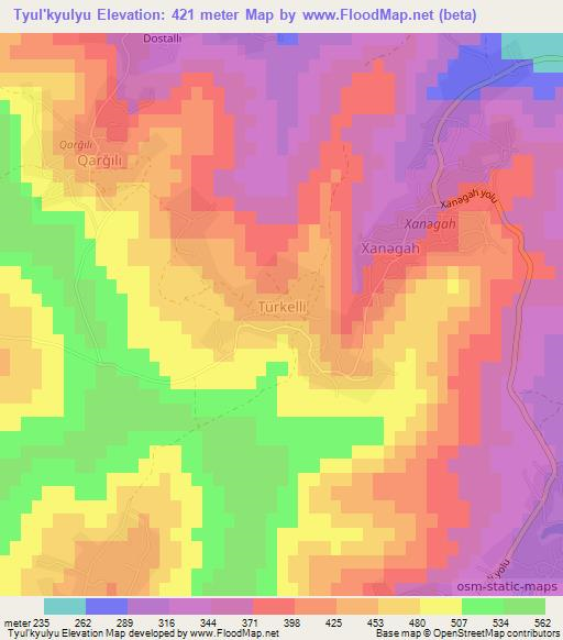 Tyul'kyulyu,Azerbaijan Elevation Map