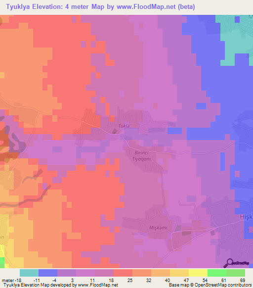Tyuklya,Azerbaijan Elevation Map