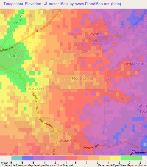 Tutapeshta,Azerbaijan Elevation Map