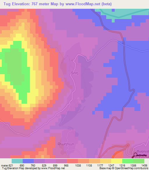 Tug,Azerbaijan Elevation Map