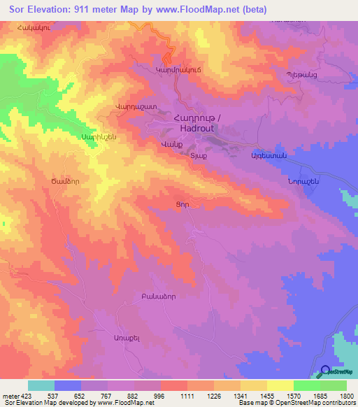 Sor,Azerbaijan Elevation Map