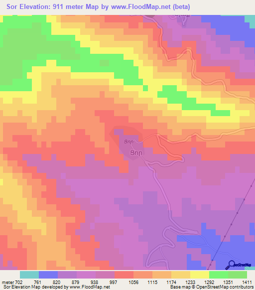Sor,Azerbaijan Elevation Map