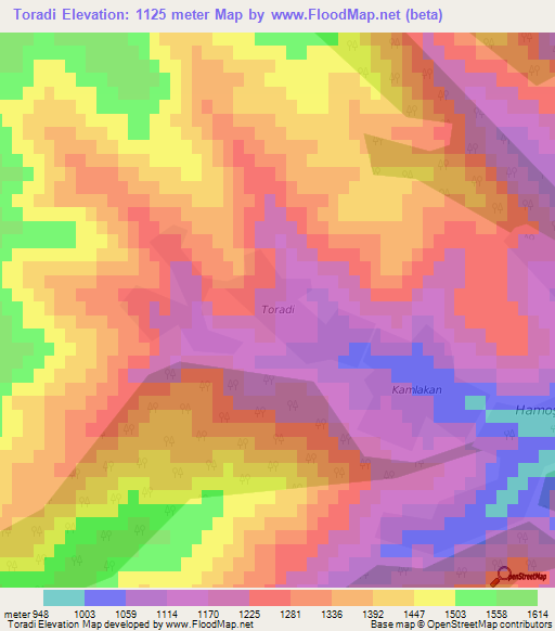 Toradi,Azerbaijan Elevation Map