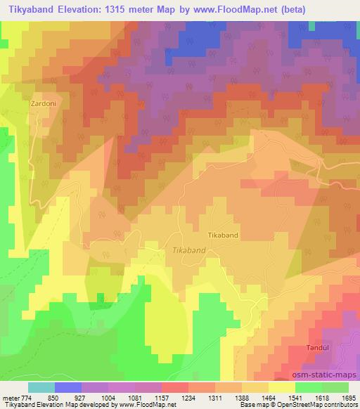 Tikyaband,Azerbaijan Elevation Map