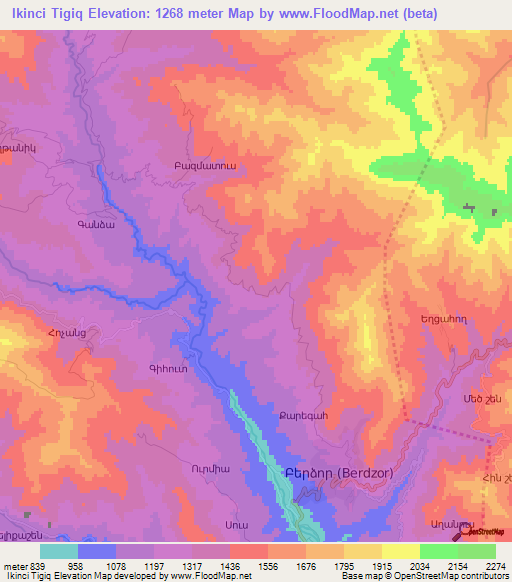 Ikinci Tigiq,Azerbaijan Elevation Map