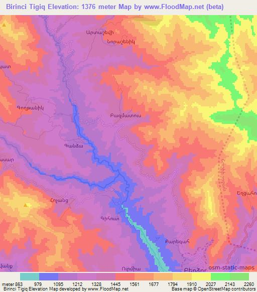 Birinci Tigiq,Azerbaijan Elevation Map