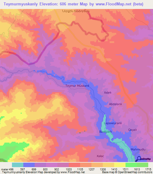 Teymurmyuskanly,Azerbaijan Elevation Map